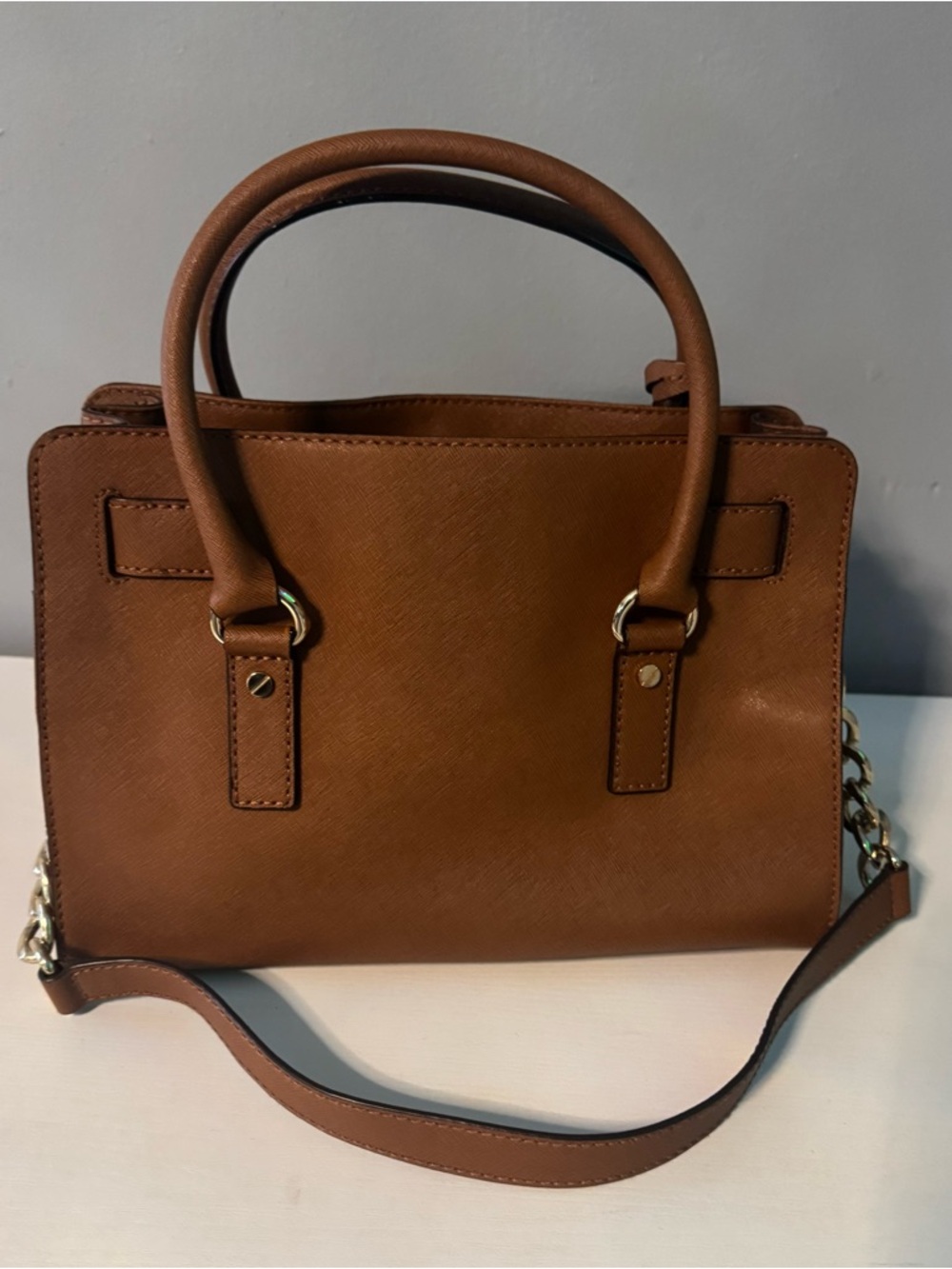 Michael Kors Brown Saffiano Satchel with Gold Hardware - Picture 5 of 13